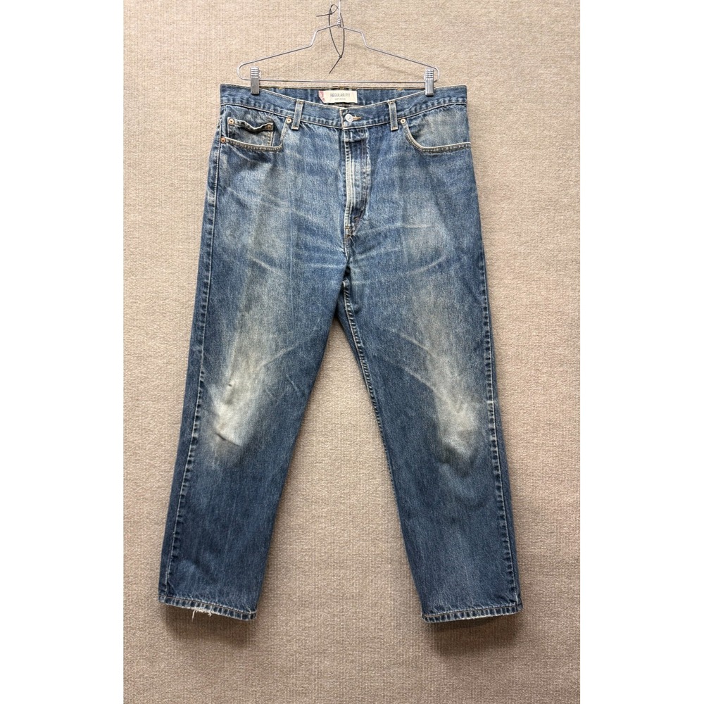 Levis 505 Jeans Mens 40x30 Blue‎ Vintage Fade Distressed Regular Fit